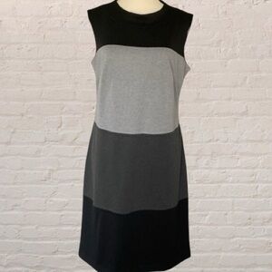 Sandra Darren color block shift Dress Size 10 Black Grey